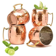Load image into Gallery viewer, 4-Pack: Hammered Copper Plated Moscow Mule Mug