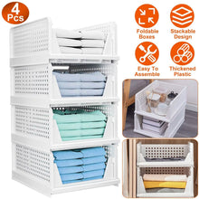 Load image into Gallery viewer, 4-Packs: Plastic Storage Box Closet Organizer Foldable Storage with Slide Rail Push-Pull