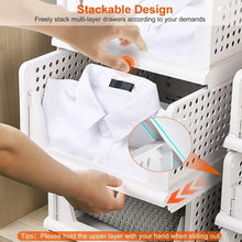 Load image into Gallery viewer, 4-Packs: Plastic Storage Box Closet Organizer Foldable Storage with Slide Rail Push-Pull
