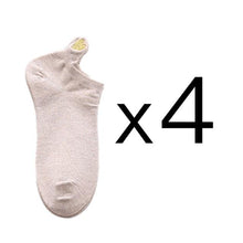 Load image into Gallery viewer, 4 Pairs Fashion Socks New Spring Cotton Non-Slip No-Show Boat Socks Novelty Girls Cute Heart Embroidery Casual Funny Ankle Socks Pack For Women