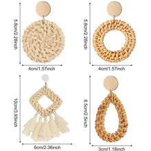 Load image into Gallery viewer, 4-Pairs: Women's Rattan Earrings