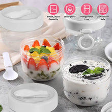 Load image into Gallery viewer, 4-Piece: 20 Oz Oat Containers with Lids and Folding Spoons