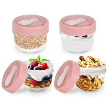 Load image into Gallery viewer, 4-Piece: 20 Oz Oat Containers with Lids and Folding Spoons
