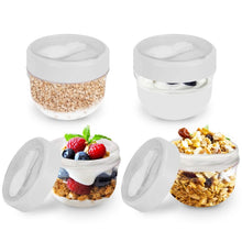 Load image into Gallery viewer, 4-Piece: 20 Oz Oat Containers with Lids and Folding Spoons