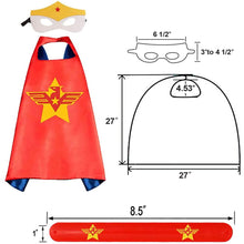 Load image into Gallery viewer, 4-Piece: Kids Dress Up Superhero Capes Set and Slap Bracelets for Girls