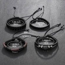 Load image into Gallery viewer, 4-Piece Set: Exquisite Vintage-Style PU Leather Woven Handmade Charm Bracelets for Men