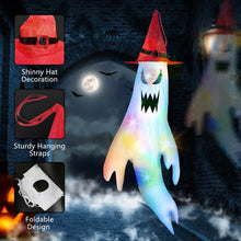 Load image into Gallery viewer, 4-Pieces: Halloween Ghosts with Witch Hats Windsocks Hanging Decoration with Colorful LED Light
