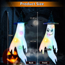 Load image into Gallery viewer, 4-Pieces: Halloween Ghosts with Witch Hats Windsocks Hanging Decoration with Colorful LED Light
