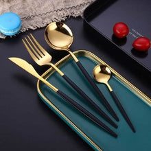 Load image into Gallery viewer, 4-Pieces: Mirror Polish Dinnerware Set Stainless Steel Cutlery Set Flat Tableware