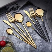 Load image into Gallery viewer, 4-Pieces: Mirror Polish Dinnerware Set Stainless Steel Cutlery Set Flat Tableware