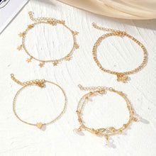 Load image into Gallery viewer, 4-Pieces: Stackable Thin Chain Anklet Set