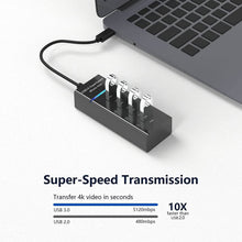 Load image into Gallery viewer, 4-Port USB 3.0 USB Splitter with 3ft Extended Cable