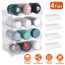 Load image into Gallery viewer, 4-Tier Bottle Storage 12 Bottles Transparent Stackable Organizer Holder Shelf