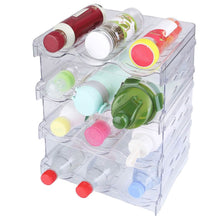 Load image into Gallery viewer, 4-Tier Bottle Storage 12 Bottles Transparent Stackable Organizer Holder Shelf