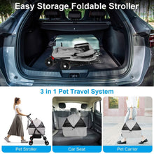 Load image into Gallery viewer, 4 Wheels Pet Stroller Foldable with Removable Liner Storage Basket