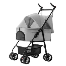 Load image into Gallery viewer, 4 Wheels Pet Stroller Foldable with Removable Liner Storage Basket