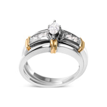 Load image into Gallery viewer, 14K Yellow and White Gold 1/3 Cttw Marquise Diamond Cocktail Engagement Ring Set (H-I Color, SI1-SI2 Clarity) - Size 7
