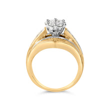 Load image into Gallery viewer, 14K Yellow Gold 2-1/3 Cttw Diamond Cluster Channel Set Chevron Shaped Band Engagement Ring & Wedding Band Set (H-I Color, SI1-SI2 Clarity)- Size 5