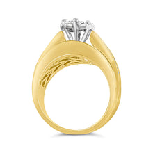 Load image into Gallery viewer, 14K Yellow Gold 2-1/3 Cttw Diamond Cluster Channel Set Chevron Shaped Band Engagement Ring & Wedding Band Set (H-I Color, SI1-SI2 Clarity)- Size 5