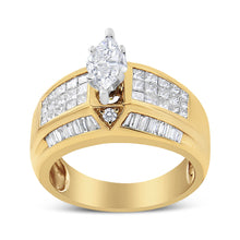 Load image into Gallery viewer, 14K Yellow and White Gold 1 3/4 Cttw Round, Baguette, Princess and Pie-Cut Diamond Ring (H-I Color, SI1-SI2 Clarity)