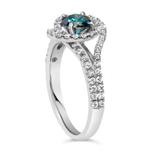 Load image into Gallery viewer, 14K White Gold 1-1/3 Cttw White & Blue Diamond Interweaving Double Halo Cocktail Statement Ring (G-H and Fancy Blue Color, SI2-I1 Clarity) - Size 6
