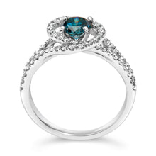 Load image into Gallery viewer, 14K White Gold 1-1/3 Cttw White & Blue Diamond Interweaving Double Halo Cocktail Statement Ring (G-H and Fancy Blue Color, SI2-I1 Clarity) - Size 6