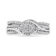 Load image into Gallery viewer, .925 Sterling Silver 1/3 Cttw Composite Diamond Frame Bypass Bridal Set Ring and Band (I-J Color, I2-I3 Clarity) - Ring Size 7
