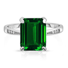 Load image into Gallery viewer, 4.00 CTTW Genuine Emerald Sterling Silver Ring - Assorted Sizes