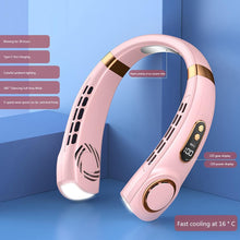 Load image into Gallery viewer, 4000mAh Hanging Neck Fan USB Handheld Mute LED Digital Display Leafless Mini Electric Fan with LED Light 5 Gear Air Cooling Fans Digital Display Leafless Mini Electric Colorful Gear 5th Fan