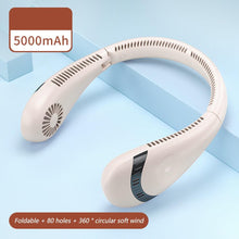 Load image into Gallery viewer, 4000mAh Hanging Neck Fan USB Handheld Mute LED Digital Display Leafless Mini Electric Fan with LED Light 5 Gear Air Cooling Fans Digital Display Leafless Mini Electric Colorful Gear 5th Fan