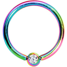 Load image into Gallery viewer, 16G 3/8 Clear Crystal Rainbow Titanium BCR Captive Ring