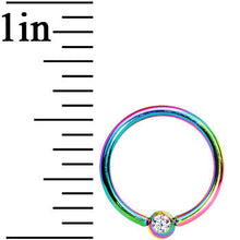 Load image into Gallery viewer, 16G 3/8 Clear Crystal Rainbow Titanium BCR Captive Ring