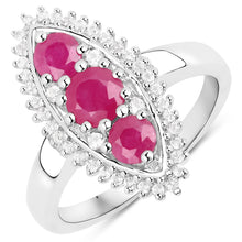 Load image into Gallery viewer, 4.32 Carat Genuine Ruby and White Topaz .925 Sterling Silver 3 Piece Jewelry Set (Ring, Earrings, and Pendant w/ Chain)