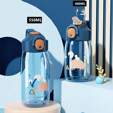 Load image into Gallery viewer, 400ml/550ml High Quality Material Kids Water Bottle With Straw Leak-Proof BPA Free Durable Plastic Drinking Bottle Cute Water Bottle with Sipper, Water Bottle for Kids Sipper Bottle for Kids - Anti-Leak Cartoon Kids Water Bottle for Kids