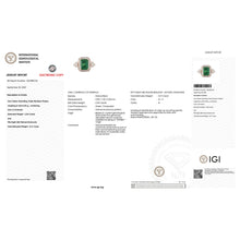 Load image into Gallery viewer, IGI Certified 2.87 Carat Genuine Zambian Emerald and White Diamond 14K Yellow Gold Ring