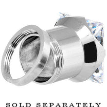 Load image into Gallery viewer, 1/2 Stainless Steel Clear Square CZ Screw Fit Tunnel