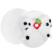 Load image into Gallery viewer, 0G White Acrylic Berry Polka Dot Bow Saddle Plug