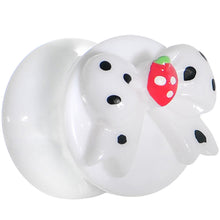 Load image into Gallery viewer, 1/2 White Acrylic Berry Polka Dot Bow Saddle Plug