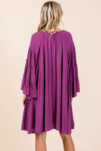 Load image into Gallery viewer, Frill Tie Neck Bell Sleeve Dress For Women – Elegant, Chic and Feminine Dress with Playful Frills and Bell Sleeves