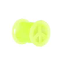 Load image into Gallery viewer, Neon Yellow Silicone Peace Sign Tunnel 0G to 14mm