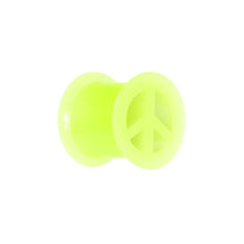 Load image into Gallery viewer, Neon Yellow Silicone Peace Sign Tunnel 0G to 14mm