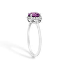 Load image into Gallery viewer, 10K White Gold Purple Amethyst and 1/10 Cttw Diamond Halo Ring