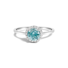Load image into Gallery viewer, 10K White Gold Purple Amethyst and 1/10 Cttw Diamond Halo Ring