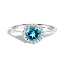 Load image into Gallery viewer, 10K White Gold Purple Amethyst and 1/10 Cttw Diamond Halo Ring