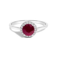 Load image into Gallery viewer, 10K White Gold Purple Amethyst and 1/10 Cttw Diamond Halo Ring