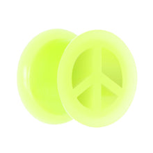 Load image into Gallery viewer, Neon Yellow Silicone Peace Sign Tunnel 0G to 14mm