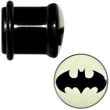 Load image into Gallery viewer, 7/16 Black Acrylic Glow in the Dark Batman Plug Set