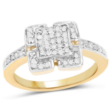 Load image into Gallery viewer, 14K Yellow Gold Plated 0.24 Carat Genuine White Diamond .925 Sterling Silver Ring