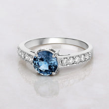 Load image into Gallery viewer, 1.90 Carat Genuine Blue Sapphire and White Diamond 14K White Gold Ring