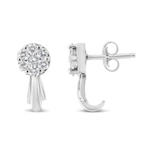 Load image into Gallery viewer, 14K White Gold 3/4 Cttw Diamond Floral Cluster Drop and Dangle Stud Earrings (H-I Color, I1-I2 Clarity)